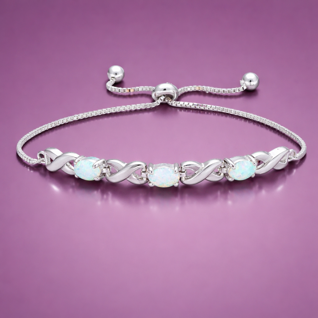 Opal Infinity Weave Bolo Bracelet