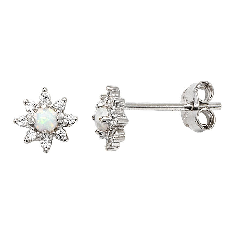 Opal with Cubic Zirconia Star Earrings
