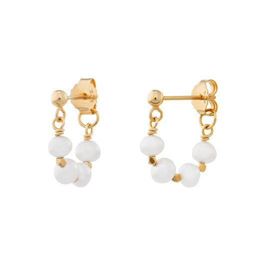 Pearl Drop Hoop Earrings