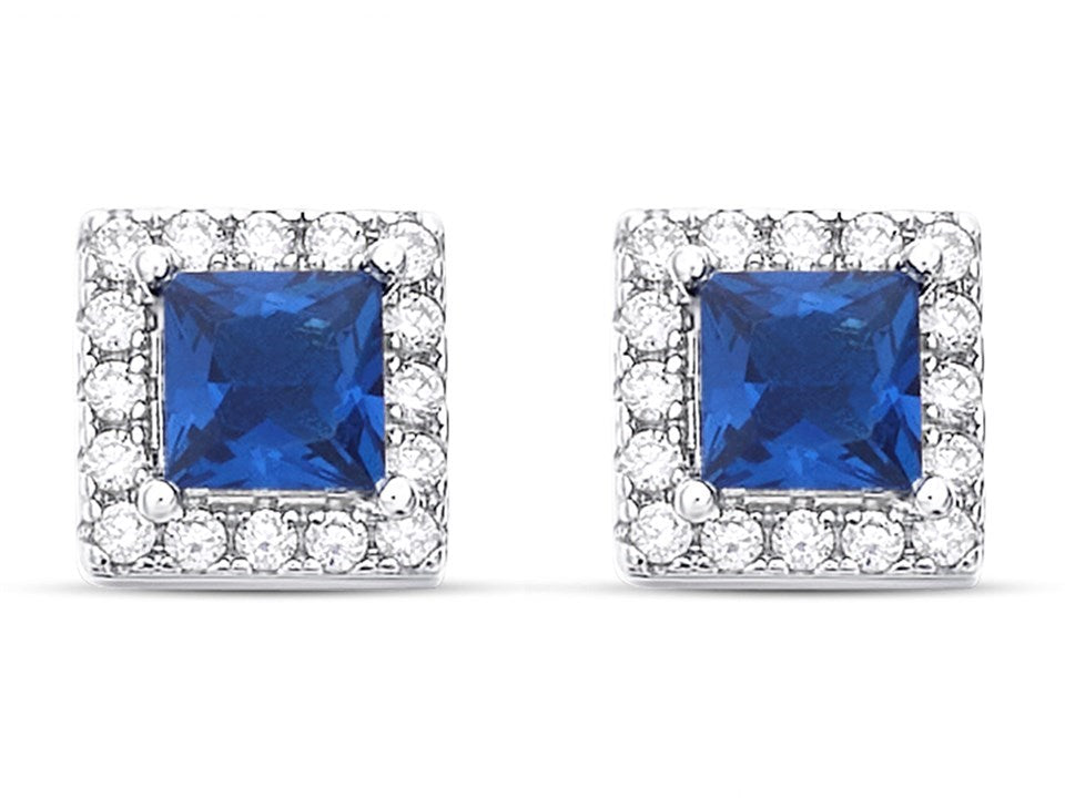 Princess Cut Sapphire Earrings