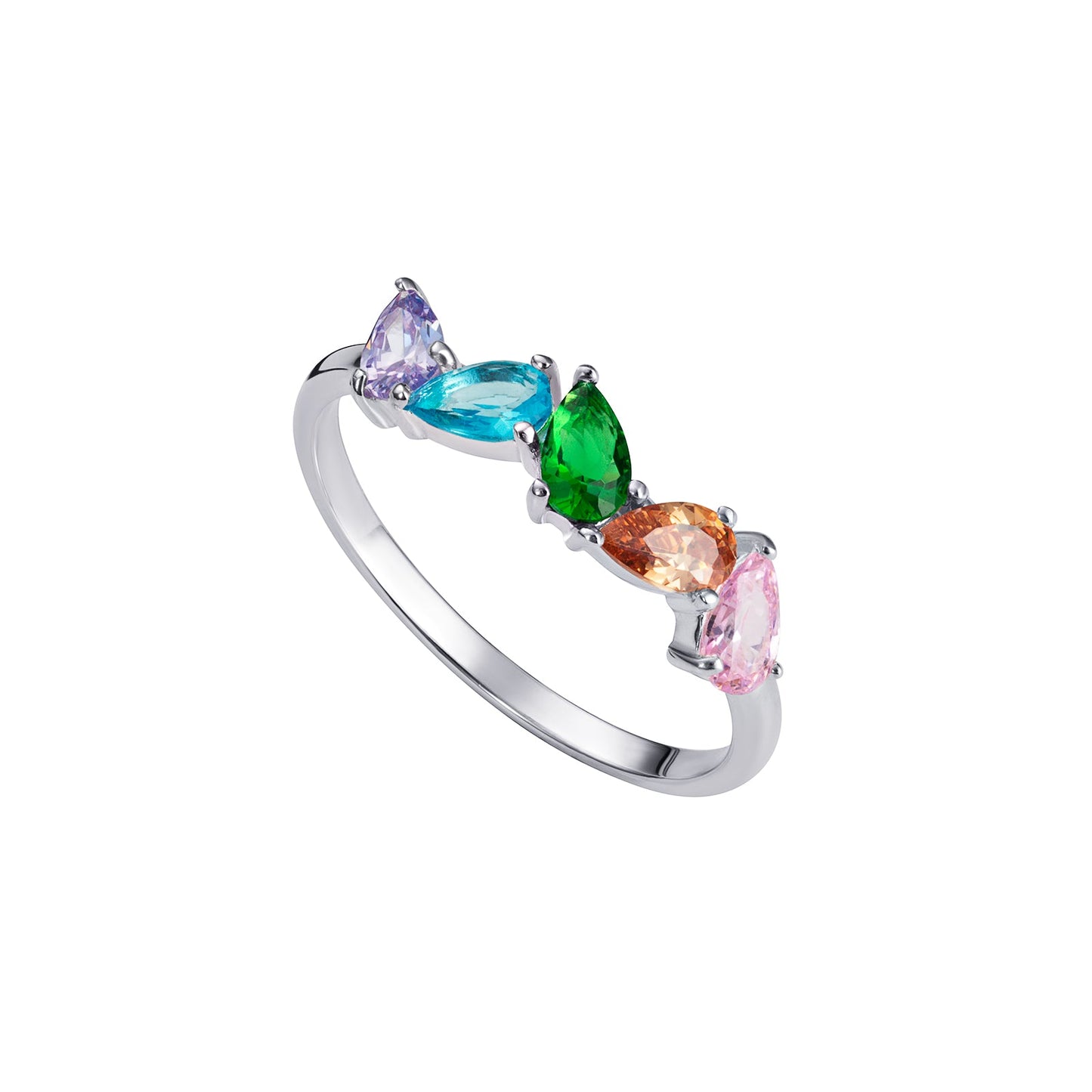 Rainbow Pear Drop Ring