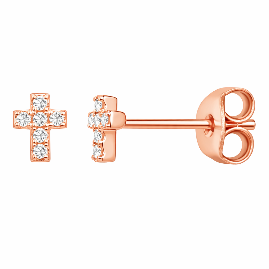 Cubic Zirconia Cross Stud Earrings