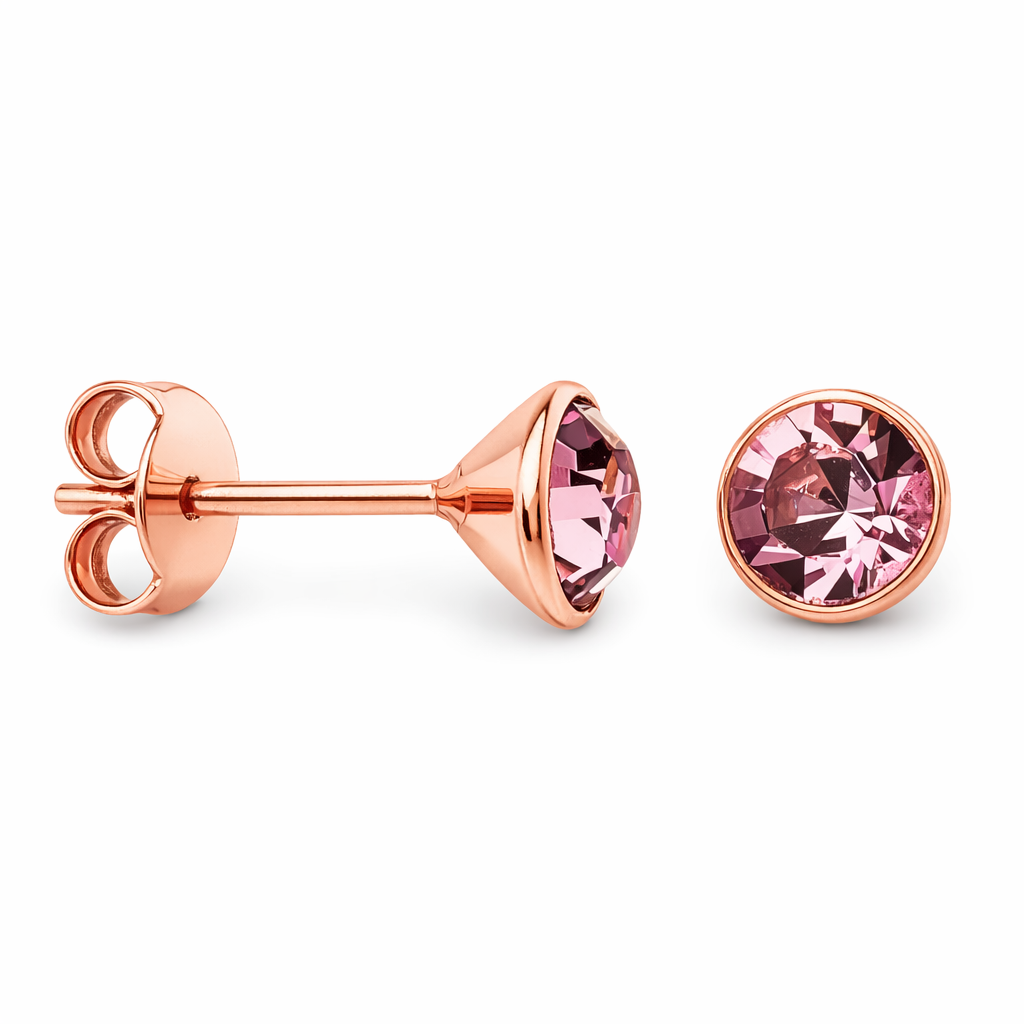 Pink Tourmaline Cubic Zirconia Stud Earrings
