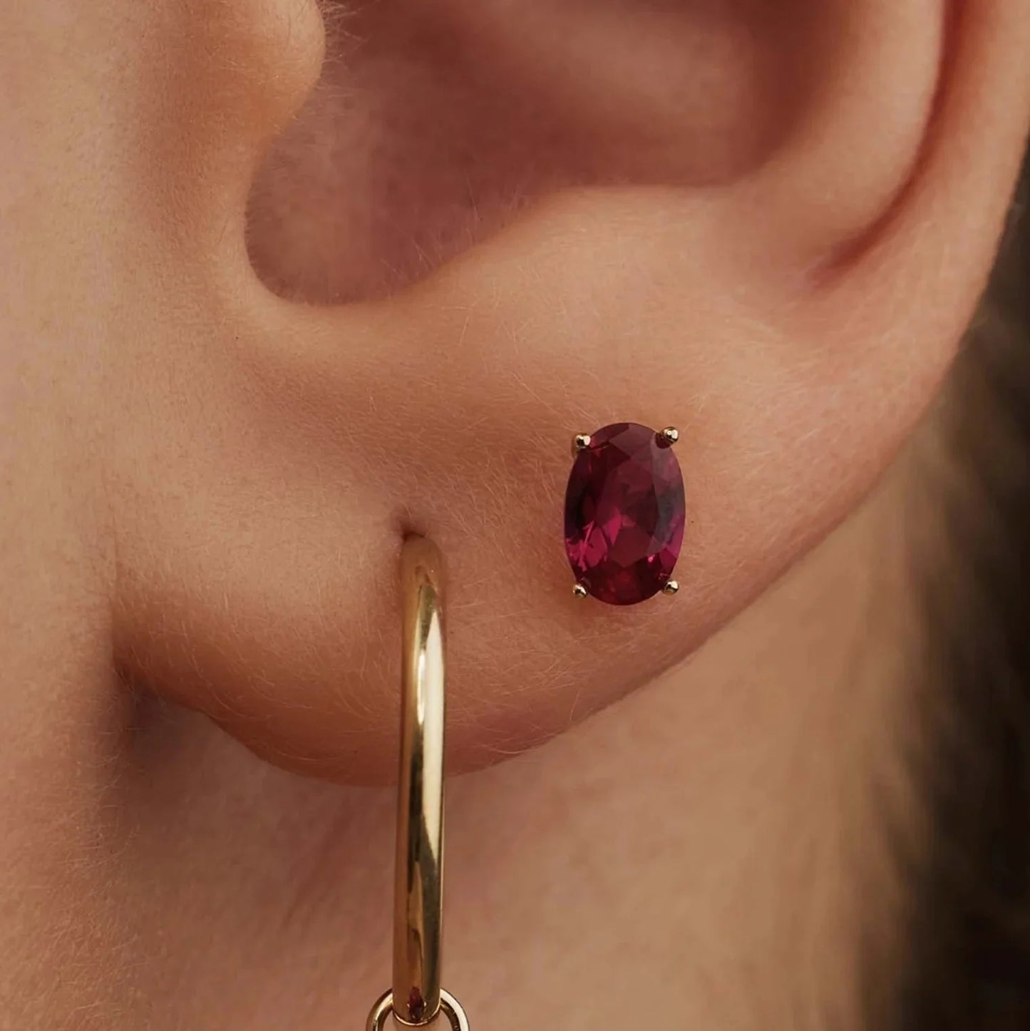 Ruby Oval Stud Earrings