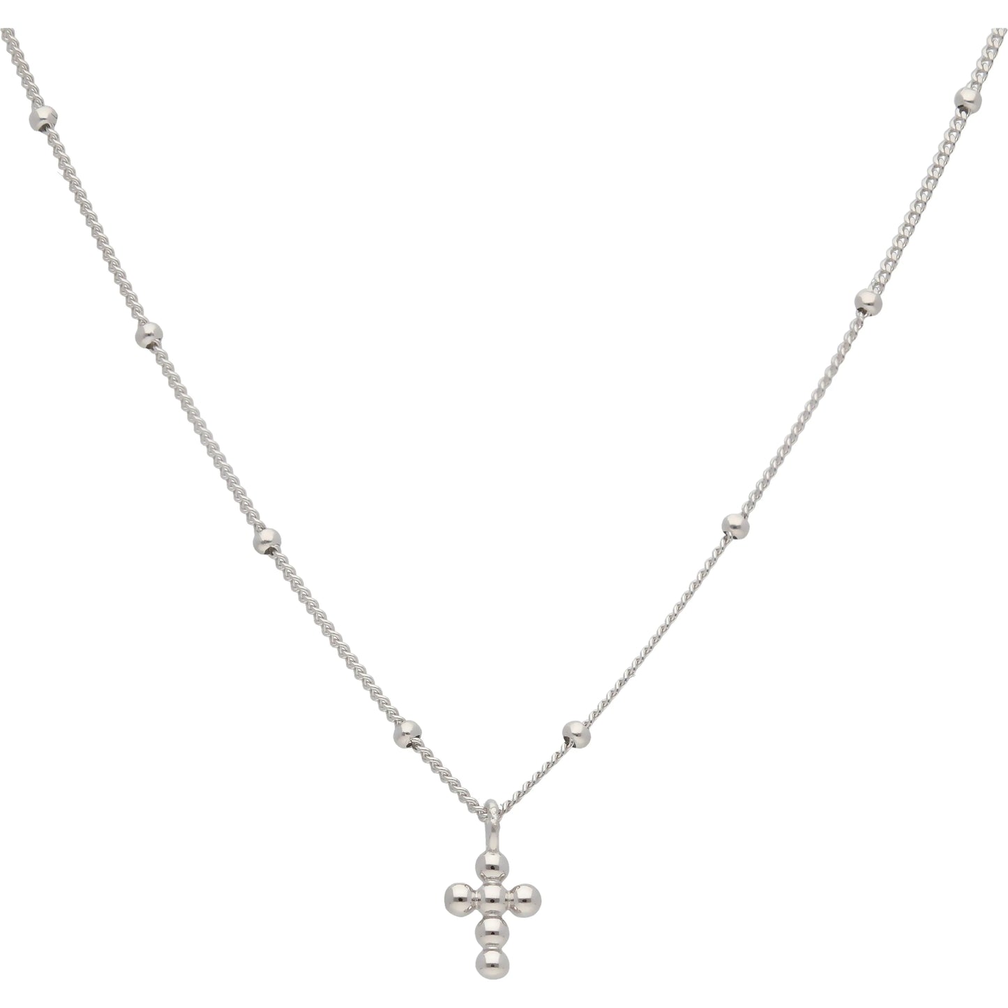 Satellite Bead Necklace With Cross