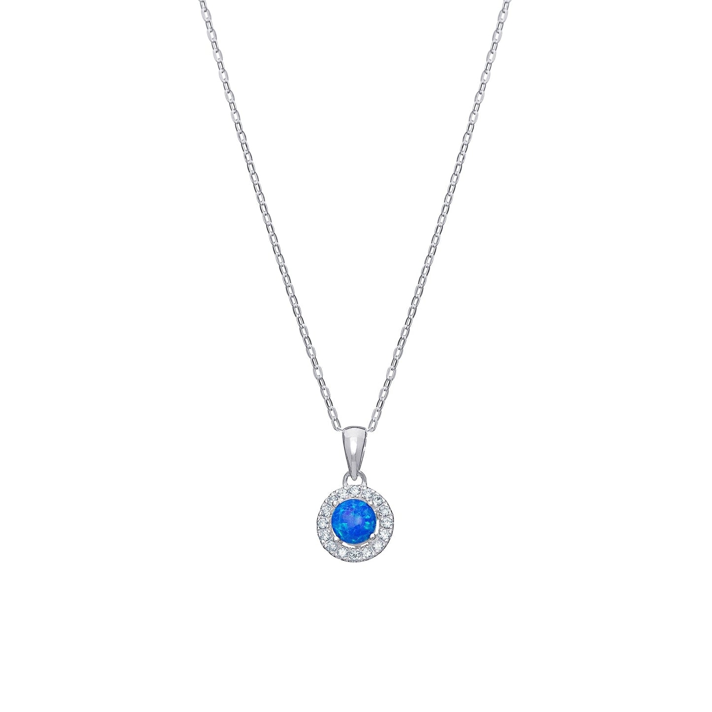 Sea Blue Halo Pendant Necklace