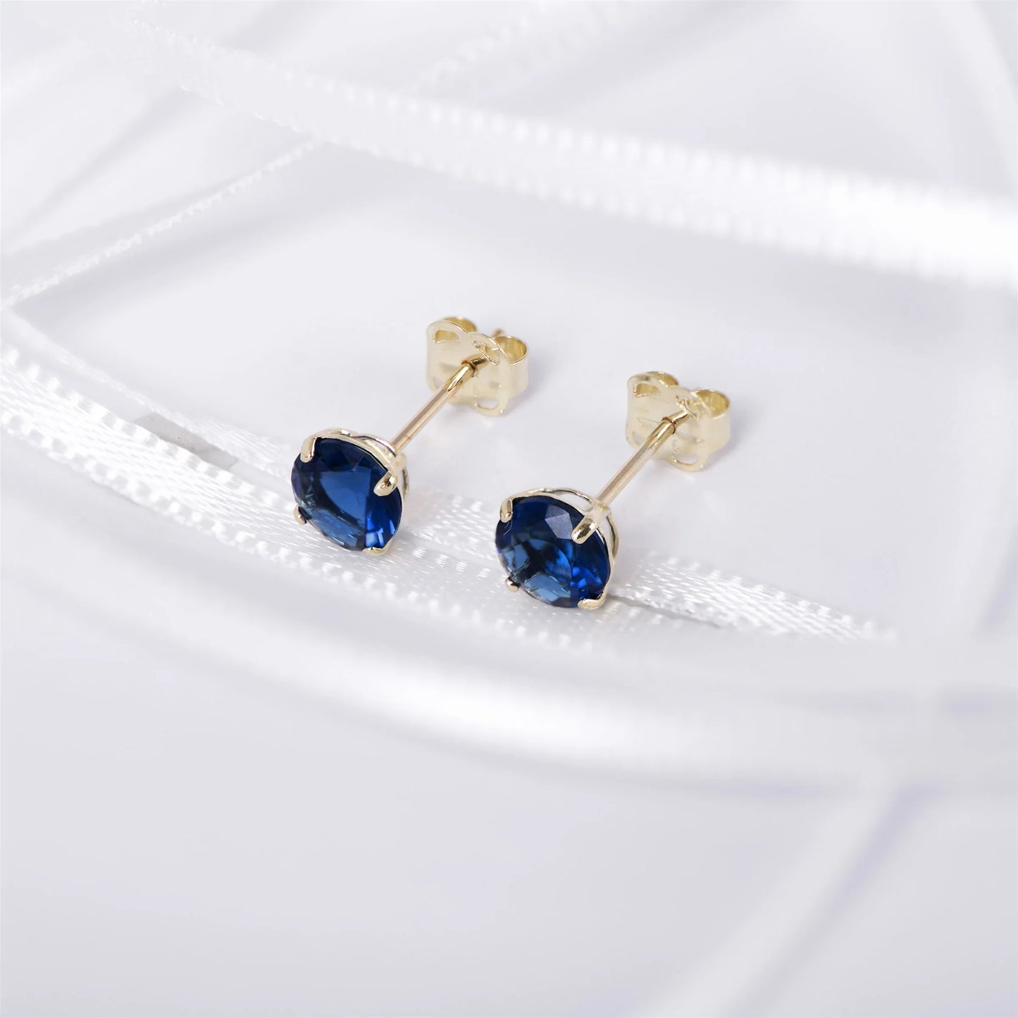 September Birthstone Sapphire Stud Earrings