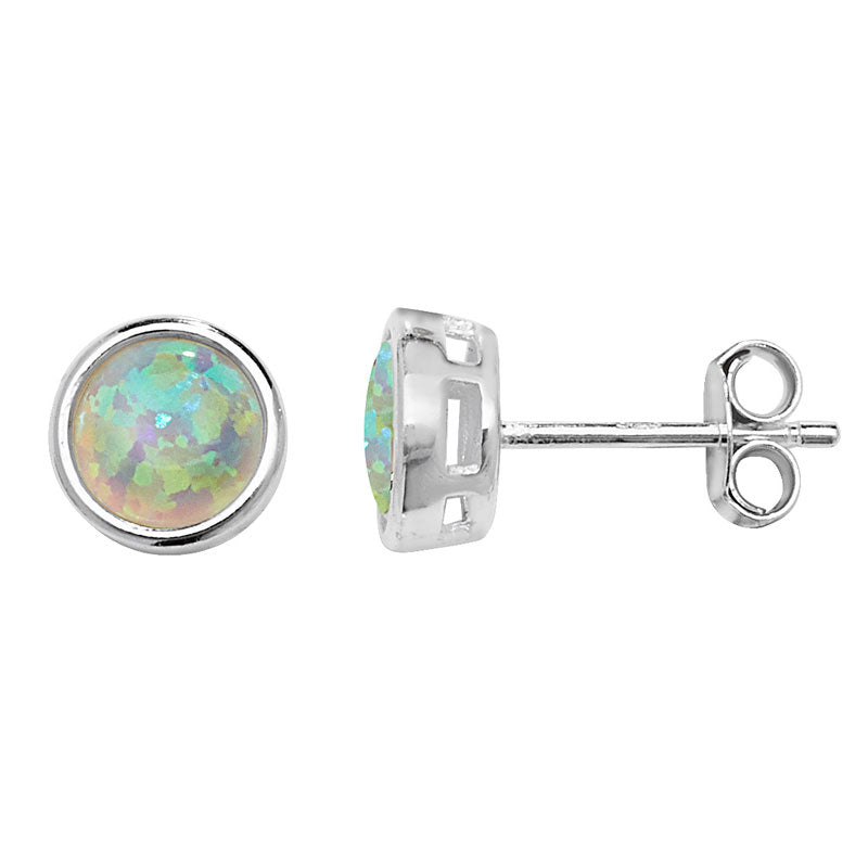 Round Opal Stud Earrings