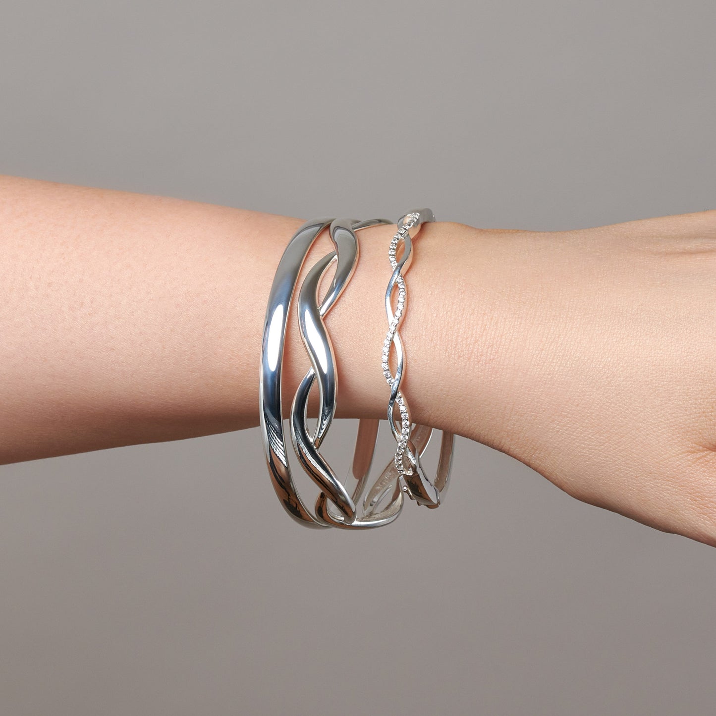 Cubic Zirconia Infinity Weave Bangle