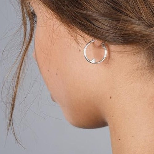 Silver Hoop Earrings with Cubic Zirconia