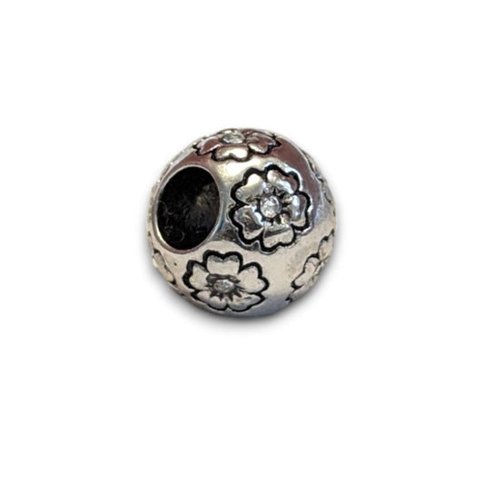 Cubic Zirconia Flower Bead Charm