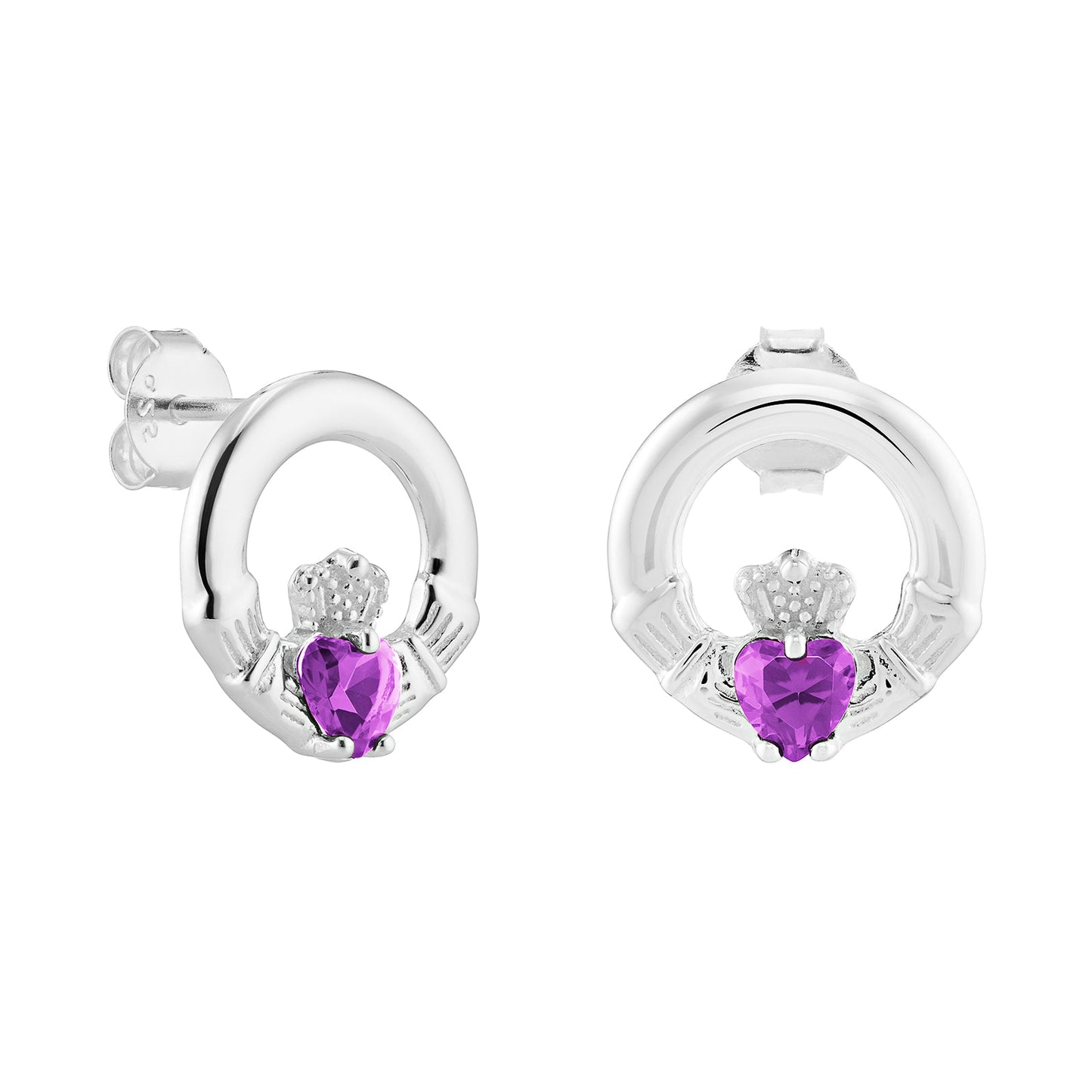 June Birthstone Claddagh Earrings