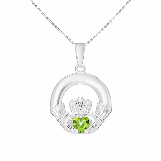 August Birthstone Claddagh Pendant Necklace