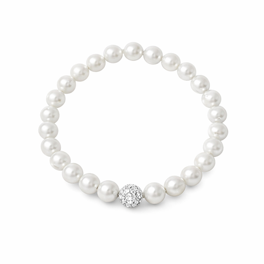 Stretchy Pearl Bracelet with CZ