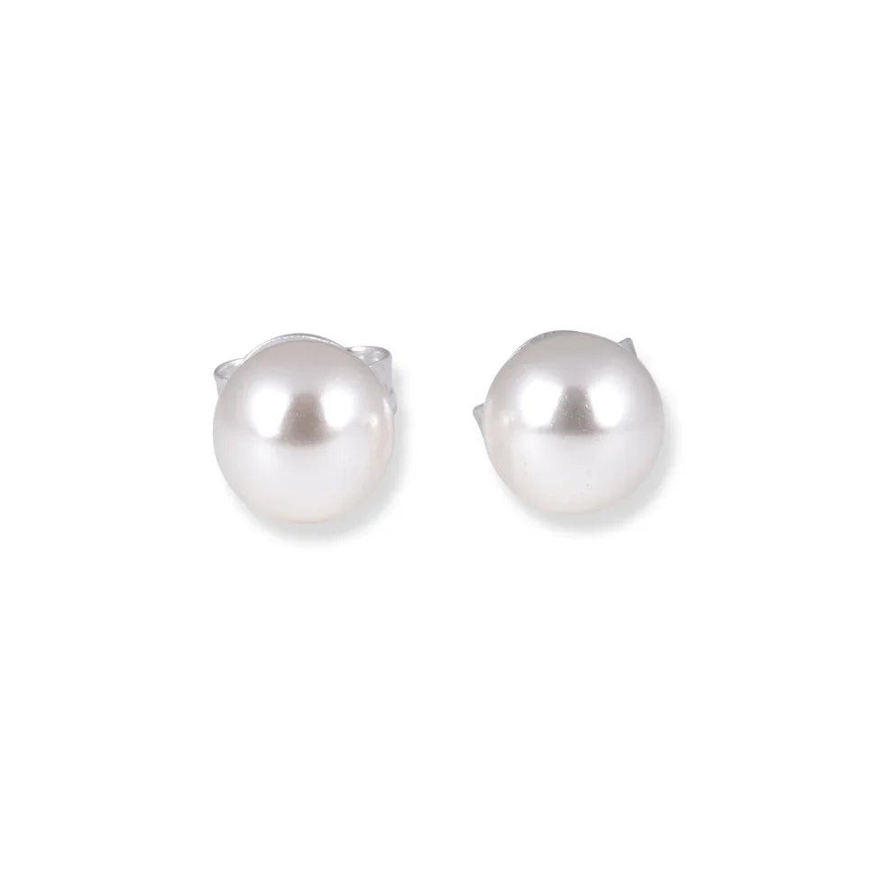 8mm Simple Pearl Stud Earrings