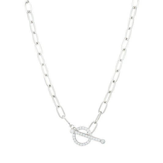 T-Bar Paperclip Chain with Cubic Zirconia