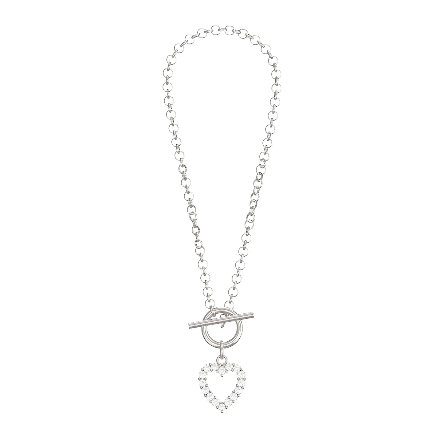 T-bar Bracelet with Cubic Zirconia Heart