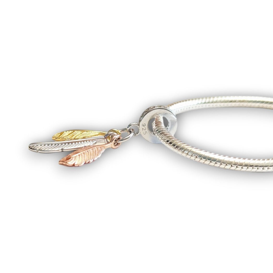 Three Tone Feathers Dangle Charm