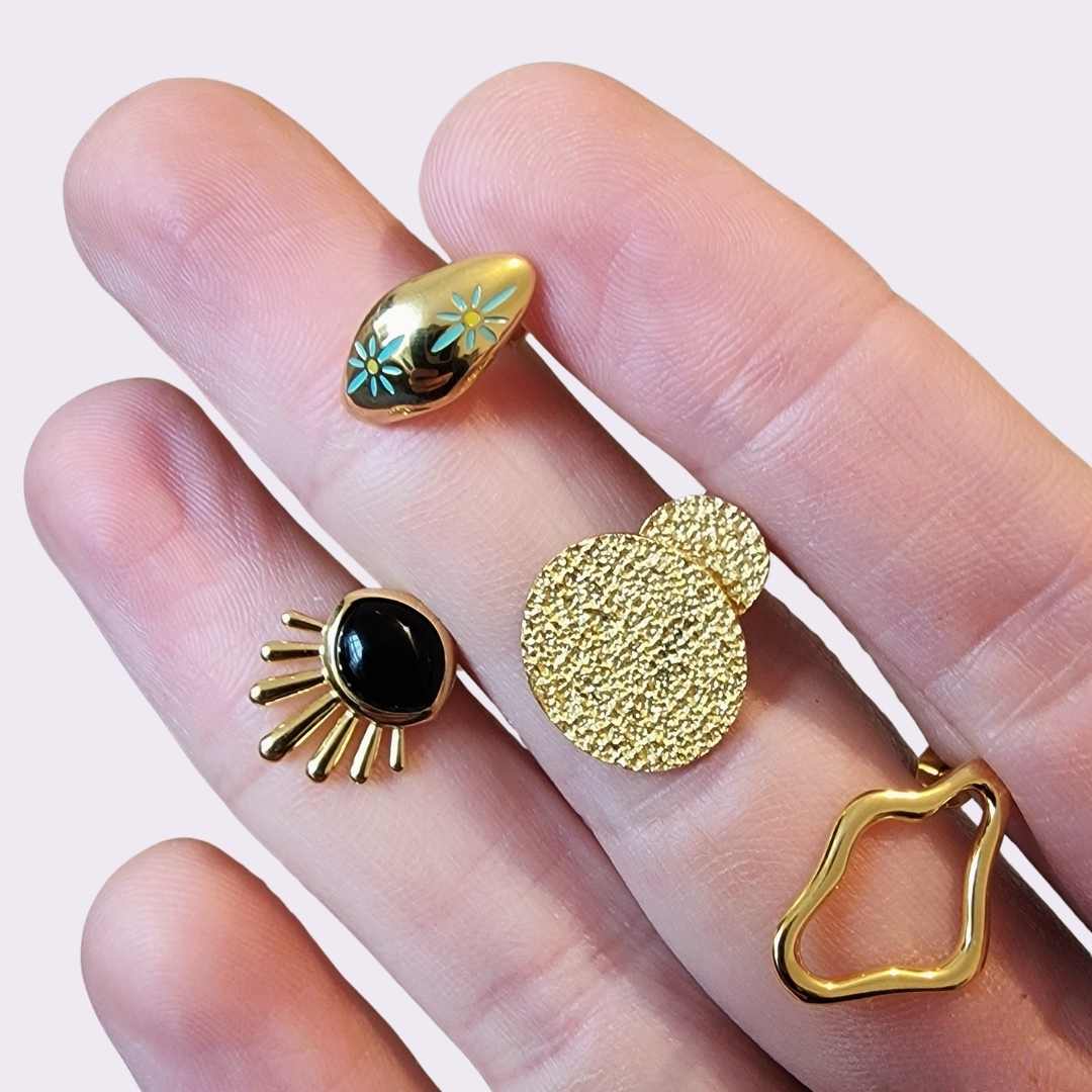 Gold Squiggle Studs