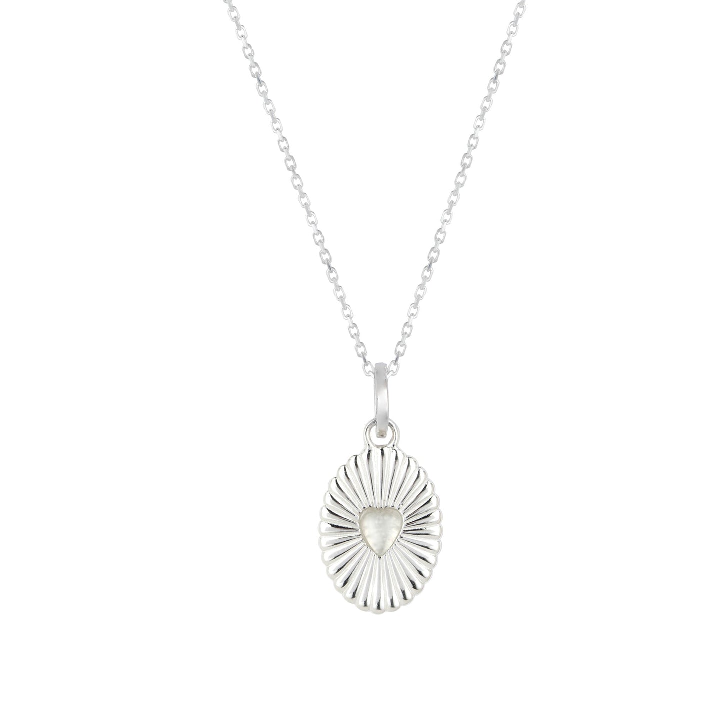 Silver Celeste Moonstone Heart Necklace