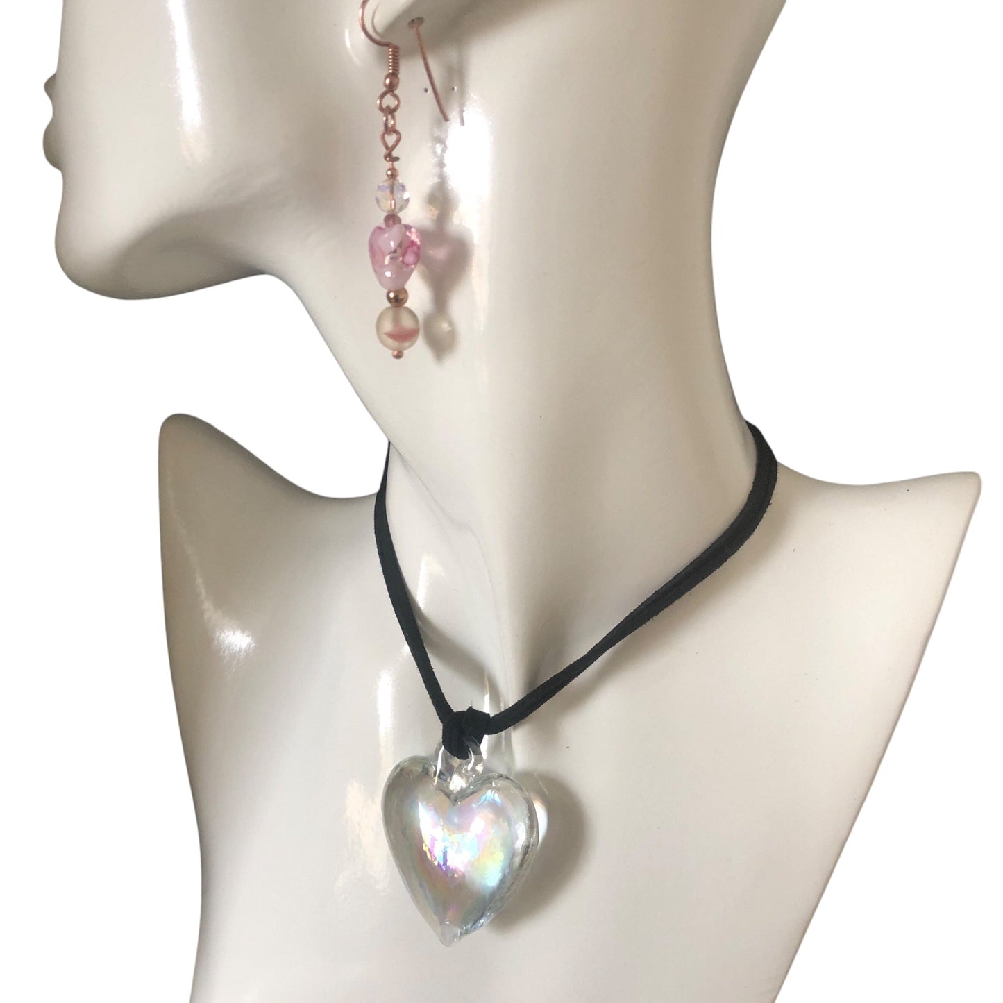 AB Glass Heart Pendant Necklace