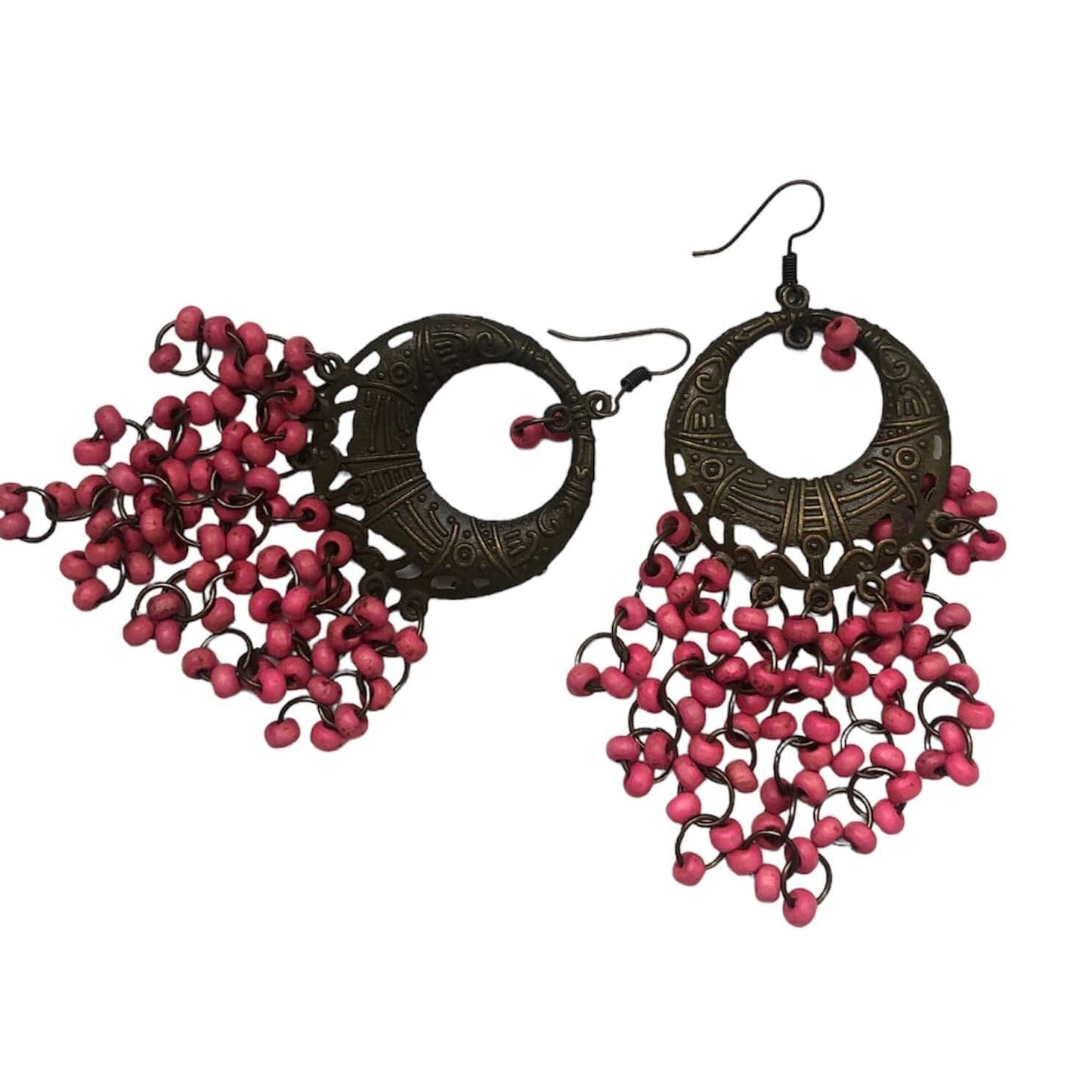 Antic Brass Beaded Hoop Earrings