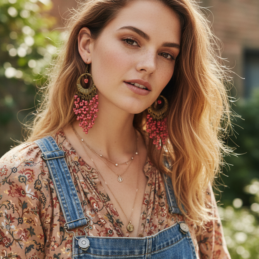 Antic Brass Beaded Hoop Earrings