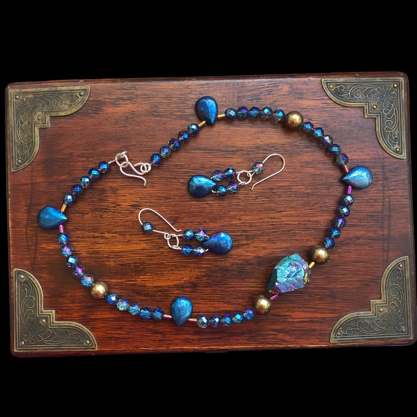 Blue Quartz and Hematite 925 Silver Dangle Earrings