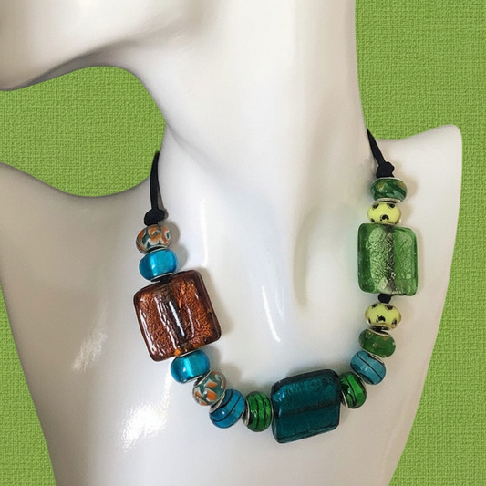Colourful Glass Statement Necklace