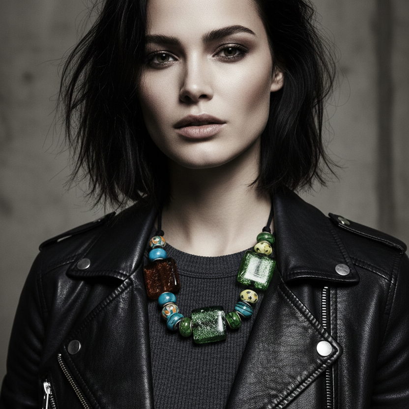 Colourful Glass Statement Necklace