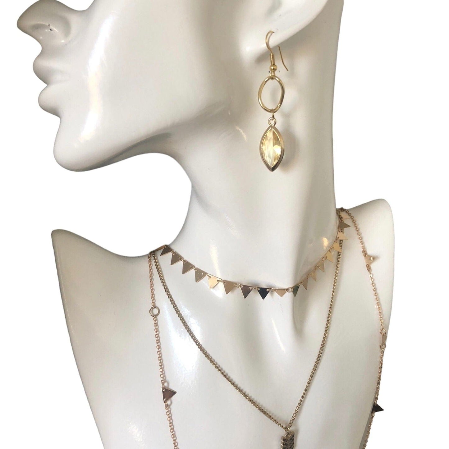 Gold Plated Drop Earrings with Crystal