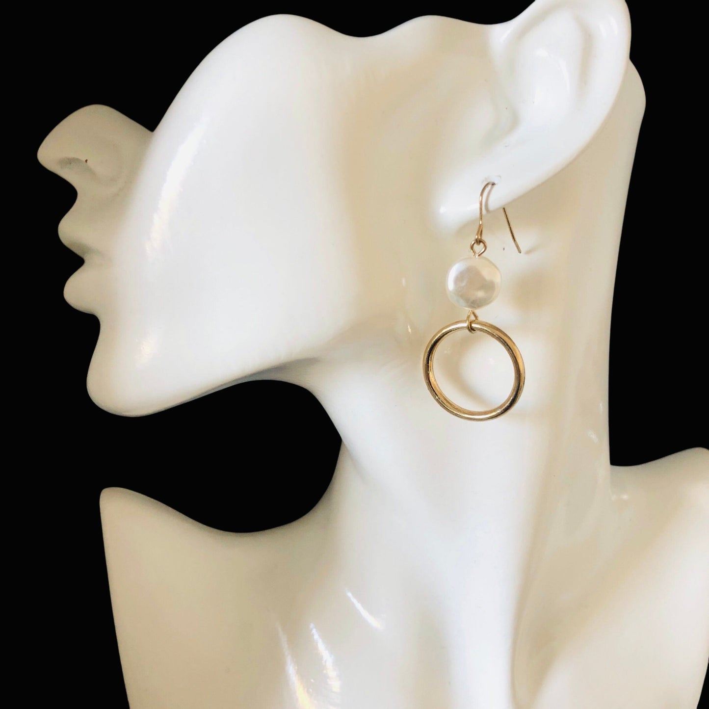 Gold-plated Hoop Earrings With Pearls