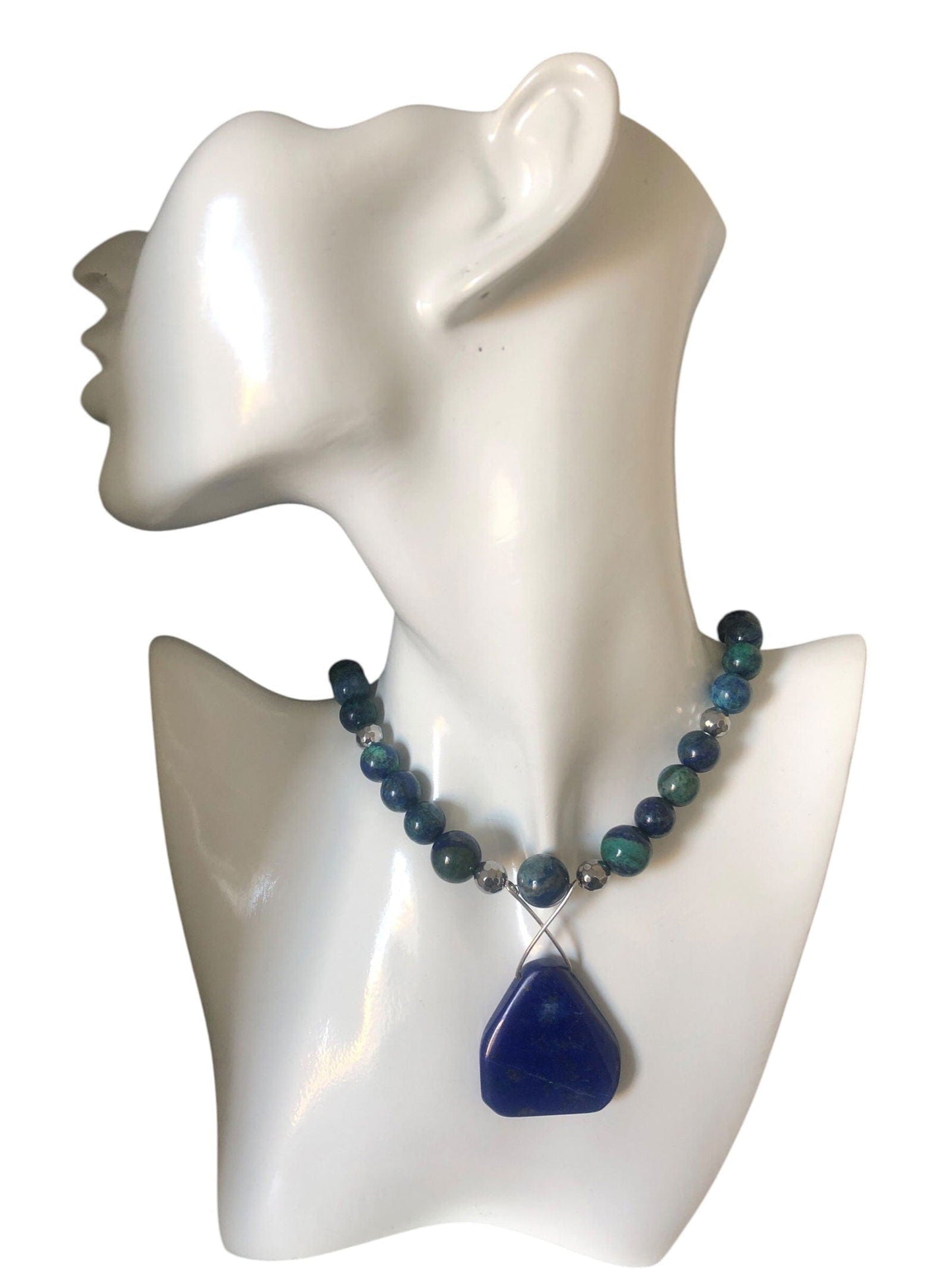 Lapis Lazuli and 925 Silver Beaded Necklace