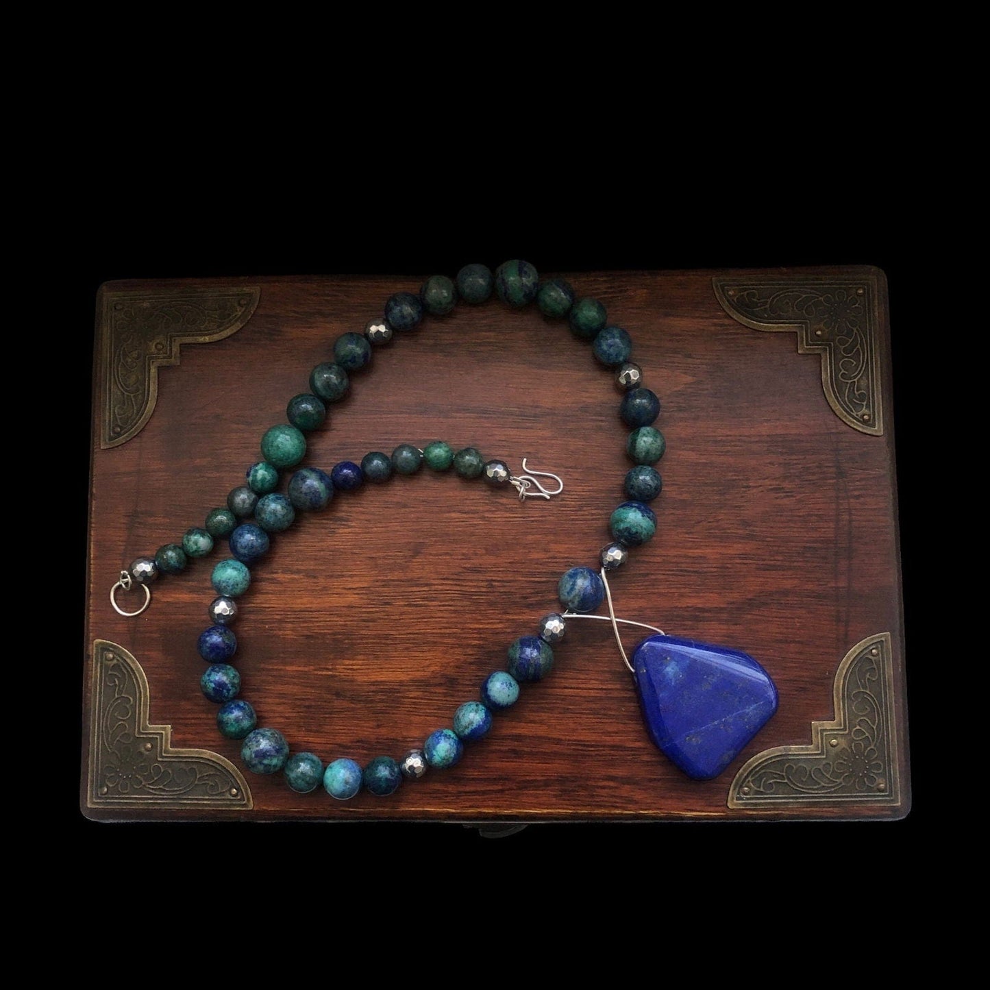 Lapis Lazuli and 925 Silver Beaded Necklace