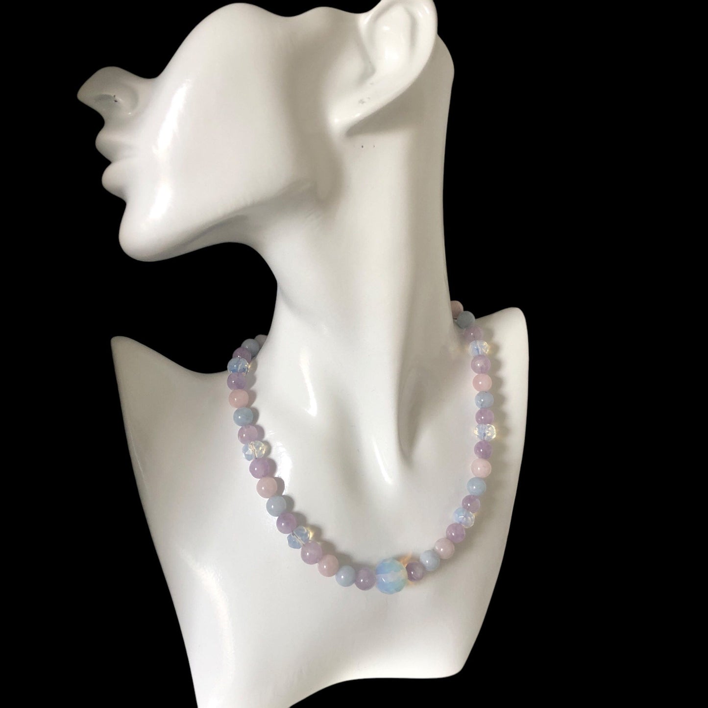 Morganite and Opalite Beaded Choker Necklace
