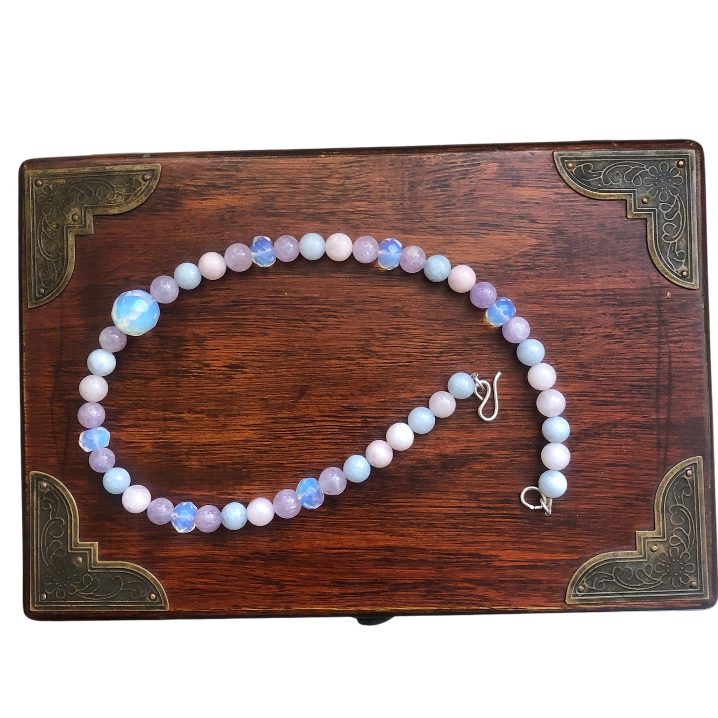 Morganite and Opalite Beaded Choker Necklace