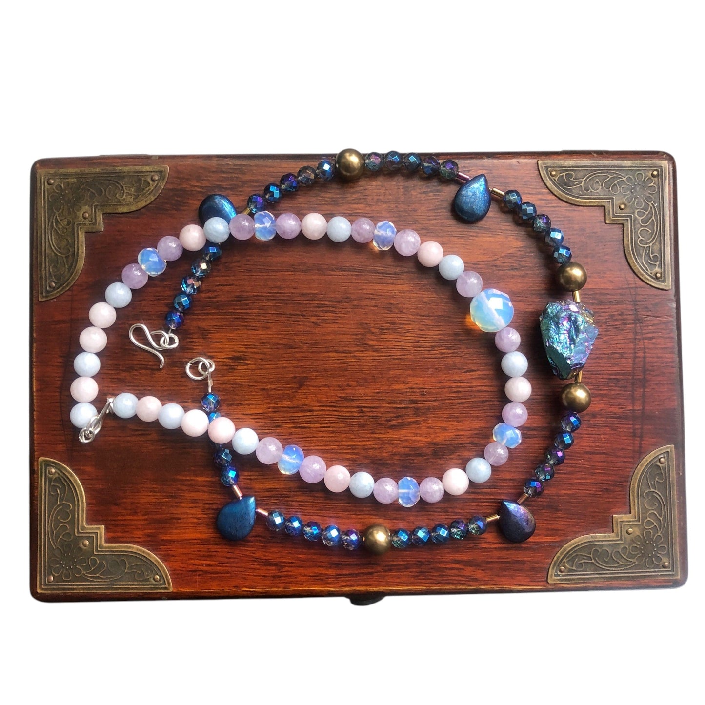 Morganite and Opalite Beaded Choker Necklace