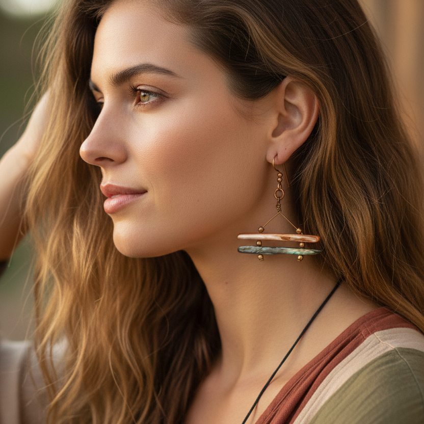 Mother Of Pearl Gold Plated Earrings