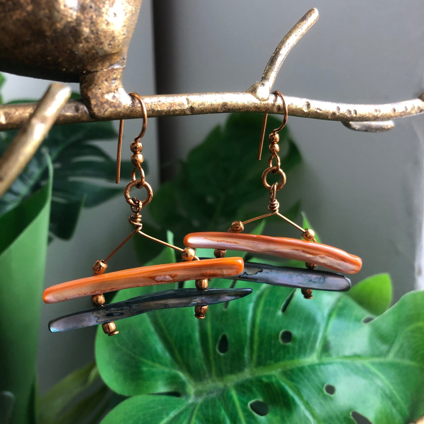 Mother Of Pearl Gold Plated Earrings