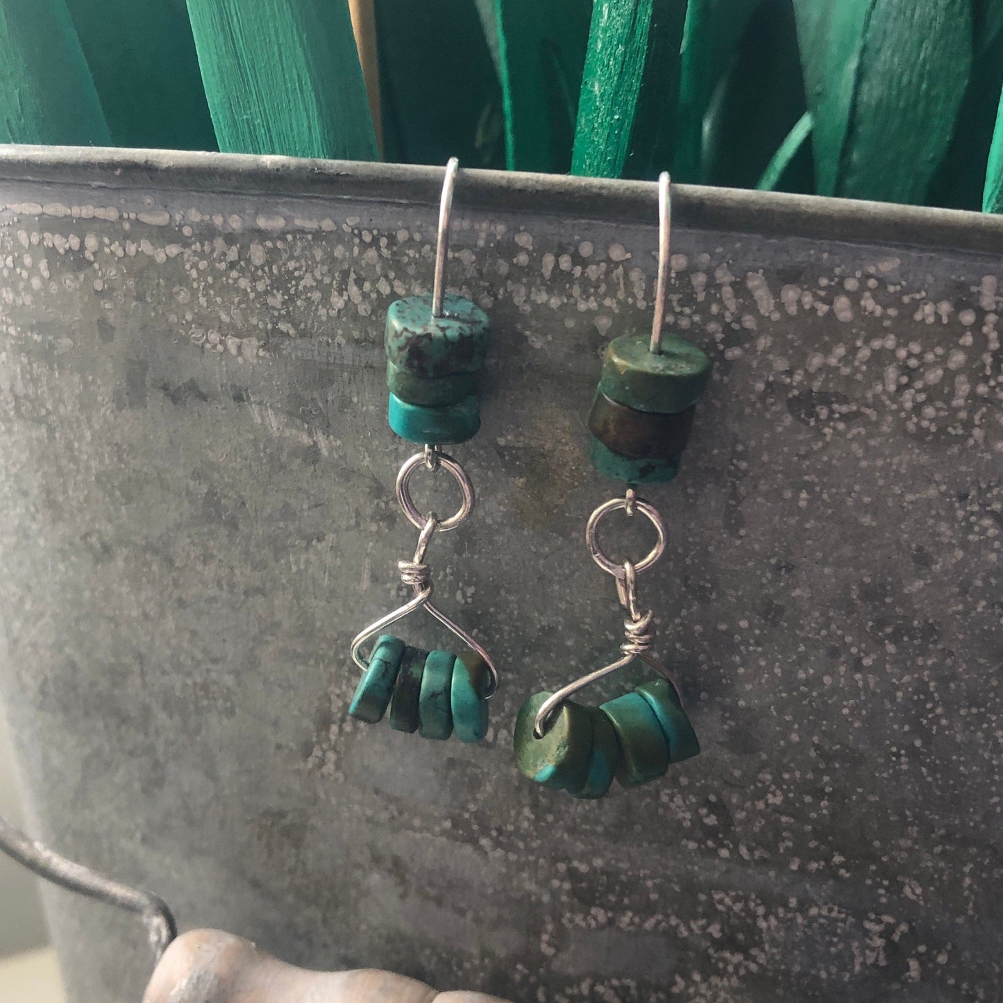 Natural Turquoise 925 Silver Dangle Earrings
