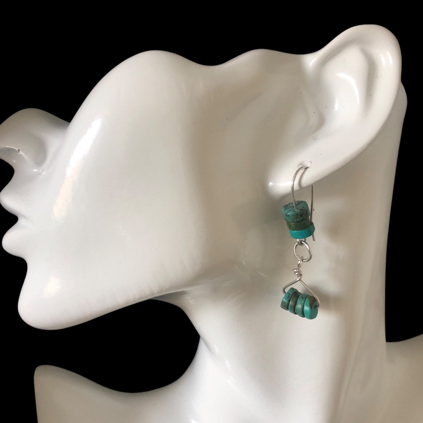 Natural Turquoise 925 Silver Dangle Earrings