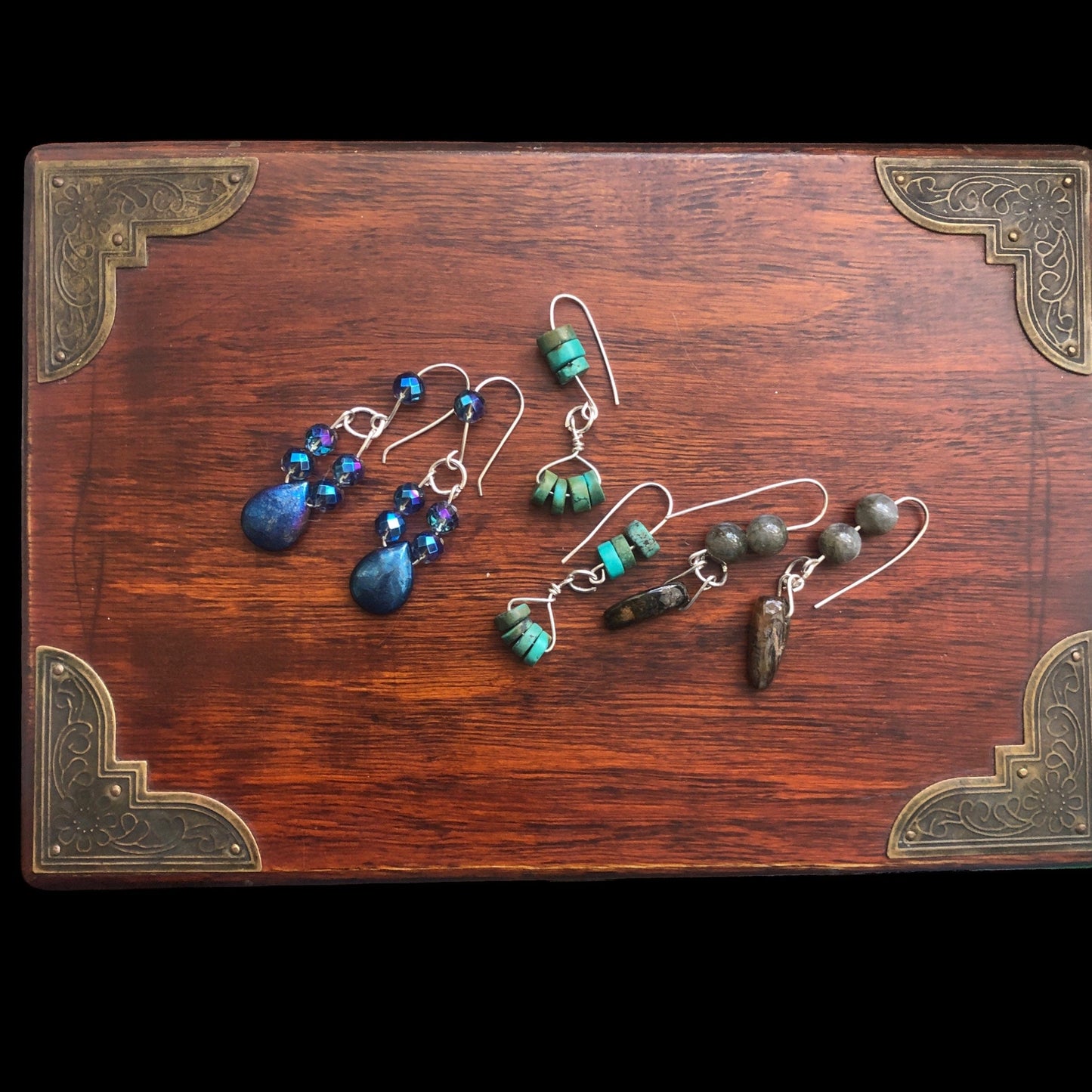 Natural Turquoise 925 Silver Dangle Earrings