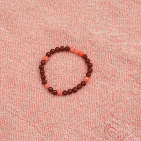 Orange Jade and Carnelian Beaded Bracelet