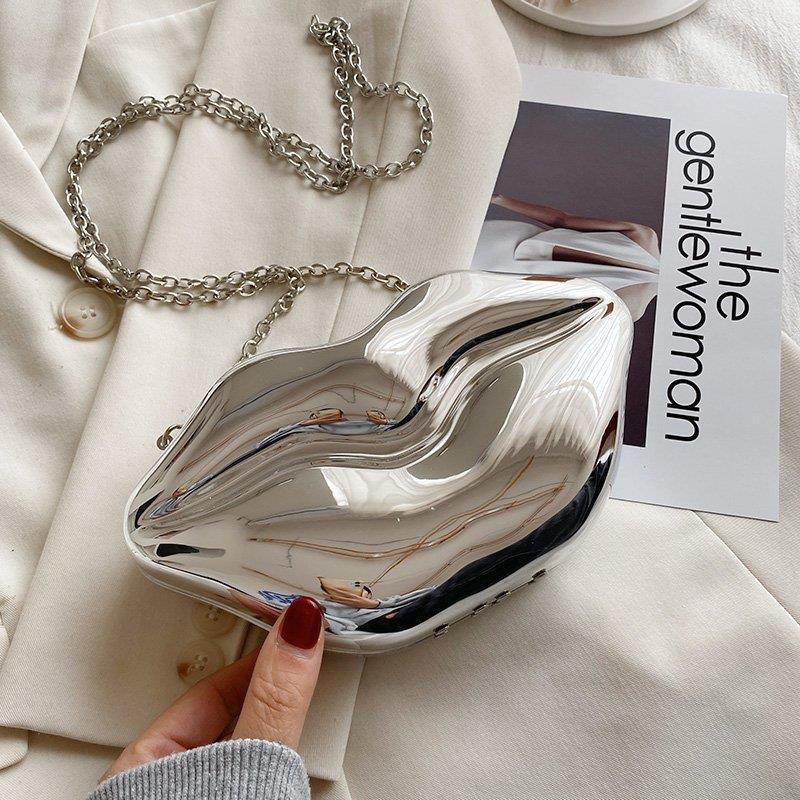 women's small pvc lips streetwear square magnetic buckle shoulder bag crossbody bag
