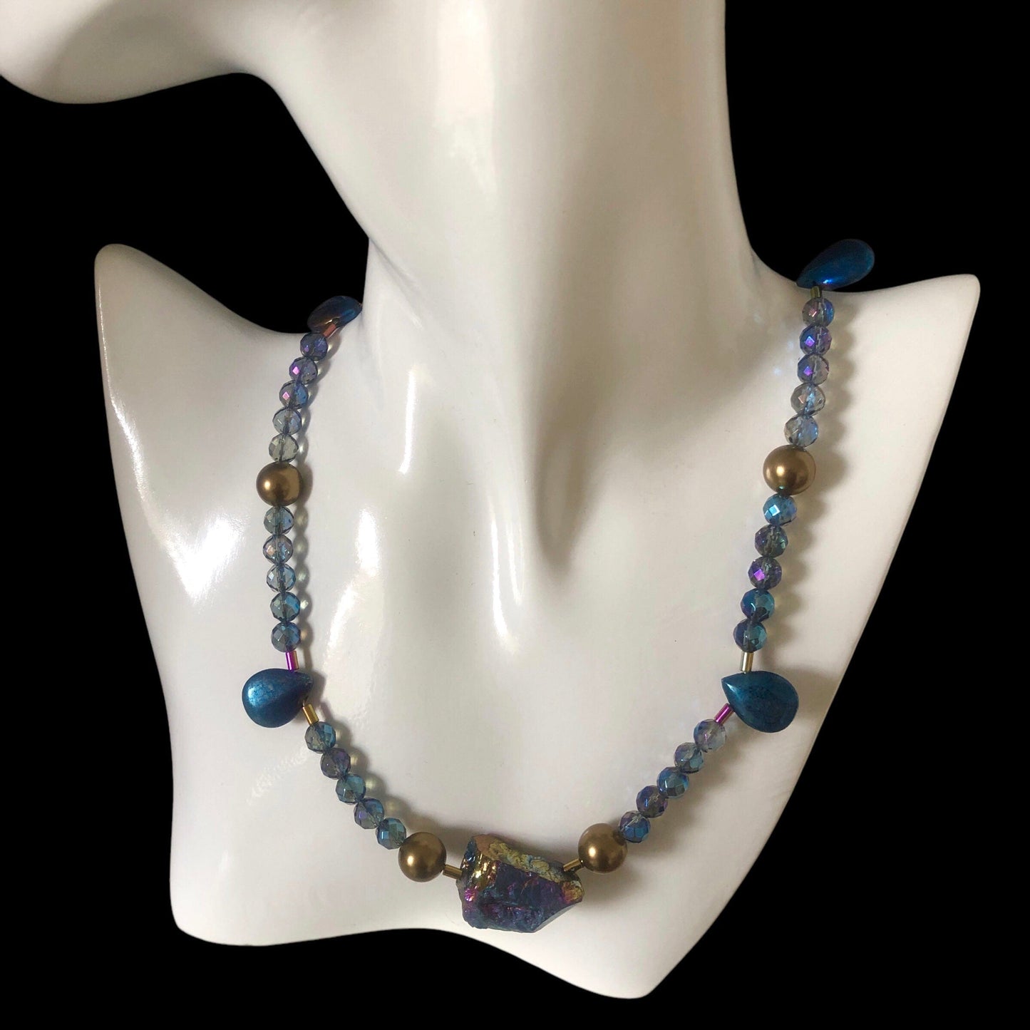 Quartz, Pyrite and Hematite Beaded Choker Necklace