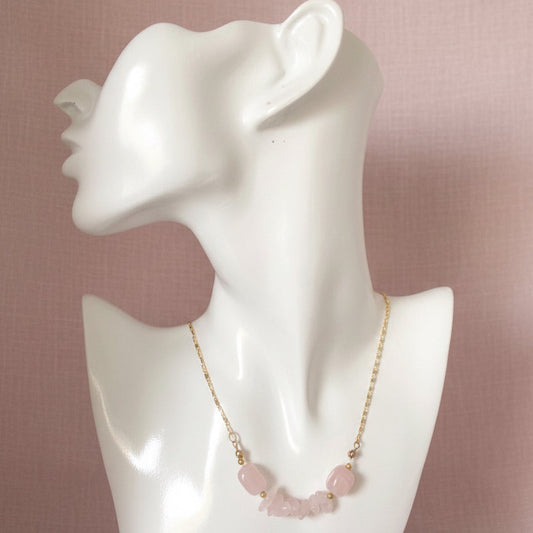 Rose Quartz Gold Plated Necklace