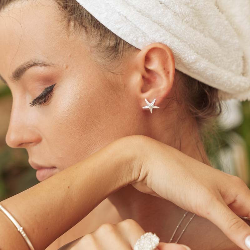Dainty Real Silver Starfish Studs